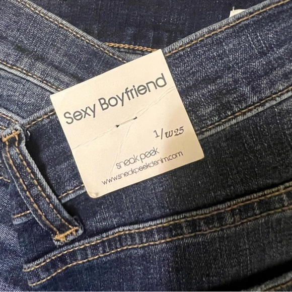 Sneak Peek Boyfriend Jeans | Distressed Dark Wash | Size 1 - Picture 8 of 8